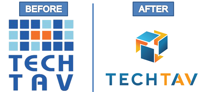 Tech-Tav logo before and after